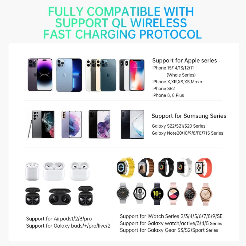 QI2 3-in-1 Magnetic Wireless Charger — iPhone 16/15/14/13/12, Apple Watch, AirPods Stand