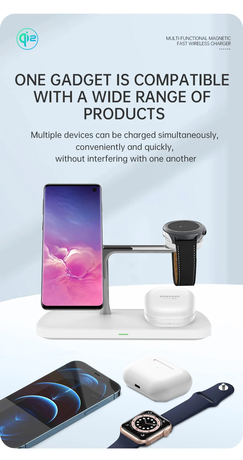 QI2 3-in-1 Magnetic Wireless Charger — iPhone 16/15/14/13/12, Apple Watch, AirPods Stand