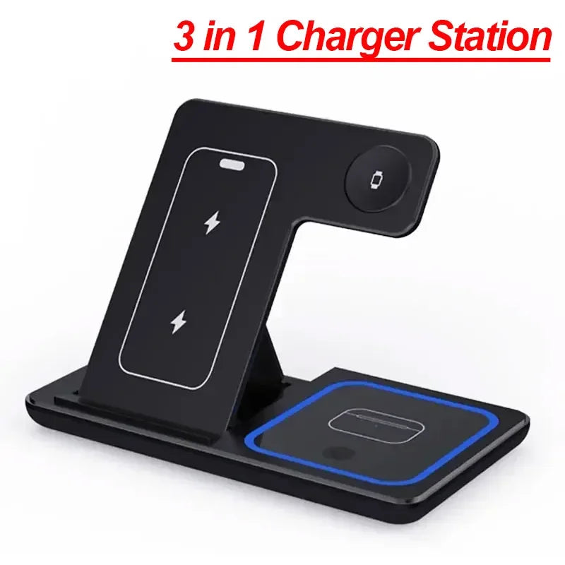 Foldable 3-in-1 30W MagSafe Wireless Charging Station for iPhone, AirPods, and Watch