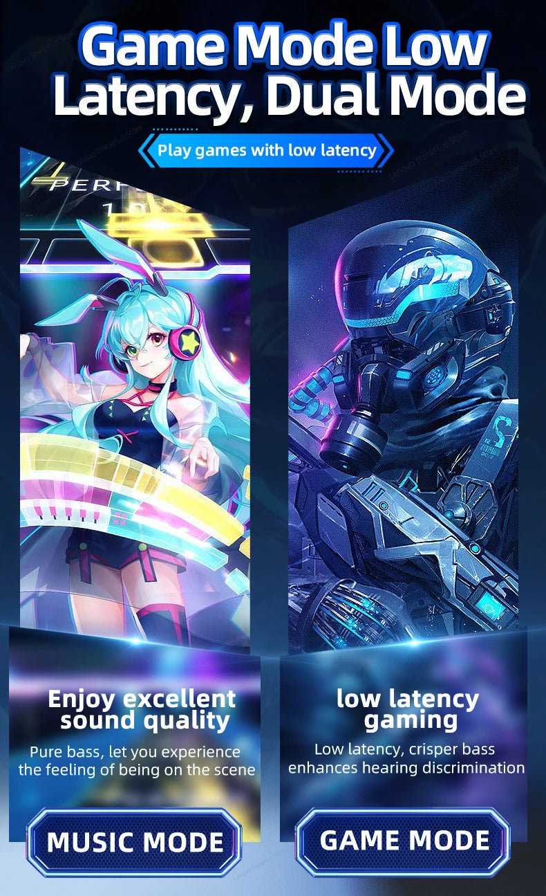 Lenovo GM2 Pro TWS Earbuds — Gaming/Music, Low Latency, Dual Mode